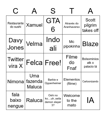 Bingo restropectiva Castanhari 2023 Bingo Card
