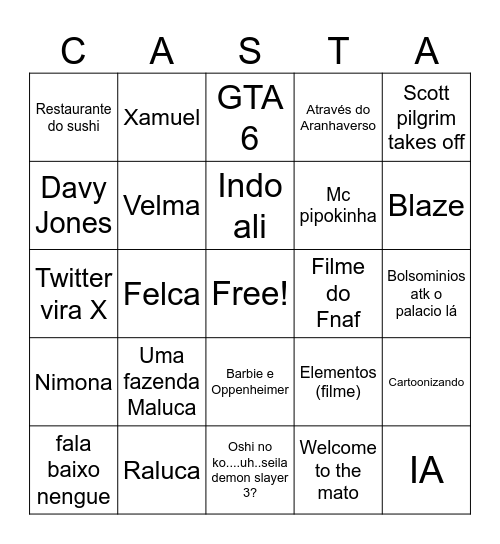 Bingo restropectiva Castanhari 2023 Bingo Card