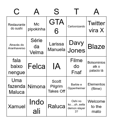 Bingo restropectiva Castanhari 2023 Bingo Card