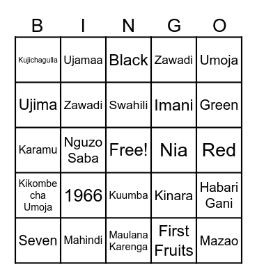 Kwanzaa Bingo - 2023 Bingo Card