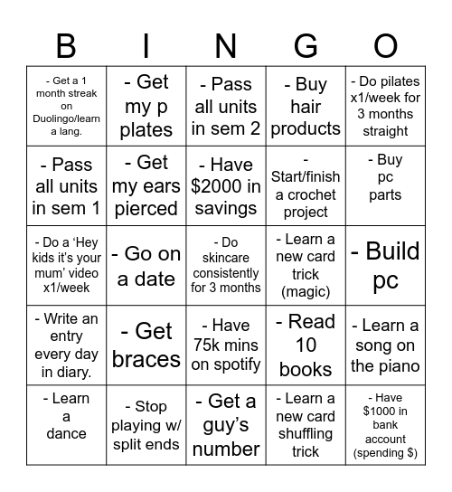 Rhyz's 2024 Bingo Card