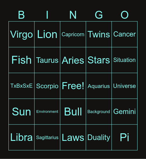 PI the Laws of Duality Bingo Card