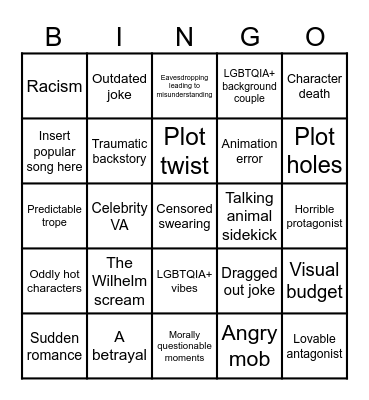 Animation Bingo Card