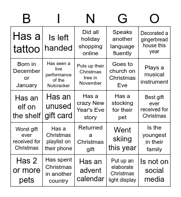 Jingle Mingle Bingo Card