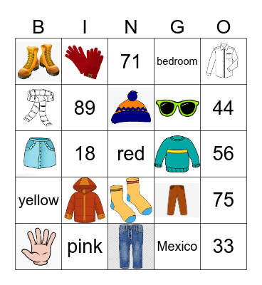 Clothes, clothes, clothes! Bingo Card