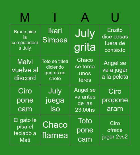 Los michis Bingo Card