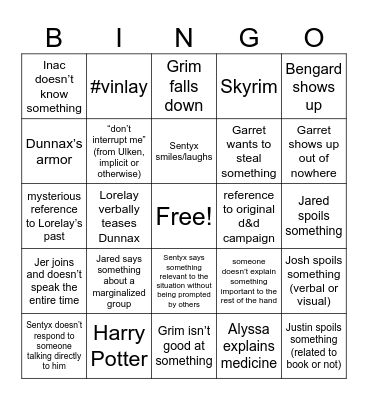 An Ocean of Others Ch 14 Bingo Card
