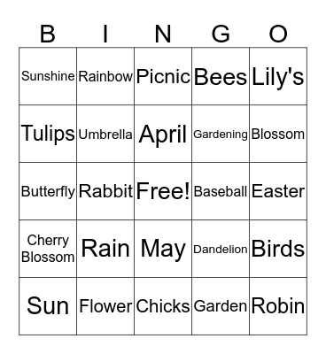 Spring Bingo! Bingo Card