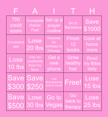 I'mani's 2024 Bingo Card