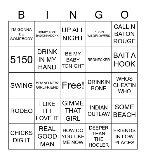 1  COUNTRY Bingo Card