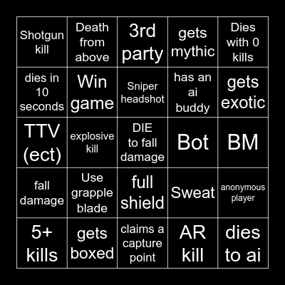 fortnite bingo Card