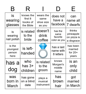 Find the Guest! Bingo Card