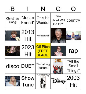 NYE 2024 Karaoke Bingo Card
