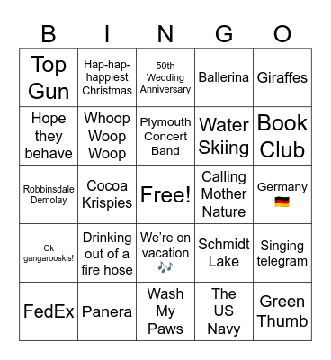 Carol and Bill's Ultimate Bingo Card