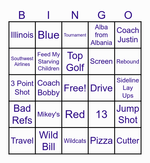 NV Basketball Bingo Card