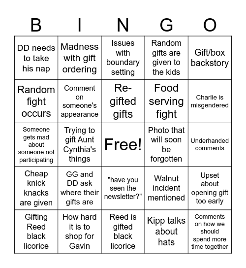 Christmas bingo Card