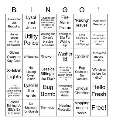 Roommate Bingo (Fall 2023) Bingo Card