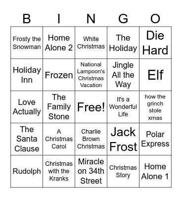 New Year's EVE Bingo Card