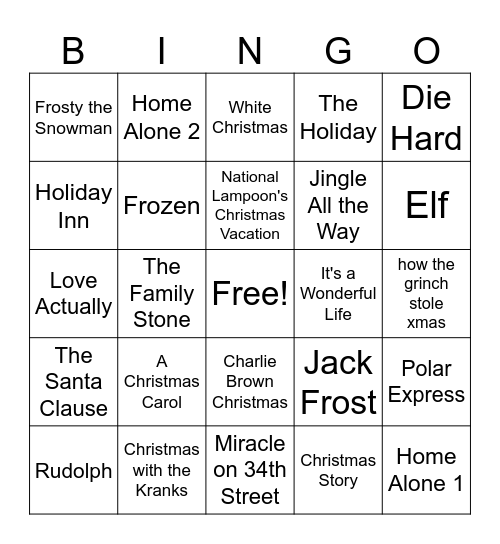 New Year's EVE Bingo Card