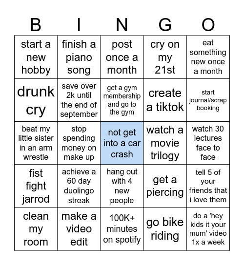 Nicole's 2024 bingo Card