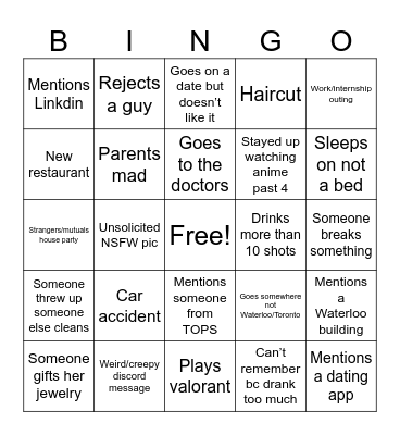 MiranBingBing Bingo Card