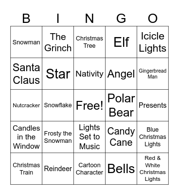 Christmas Lights Bingo Card