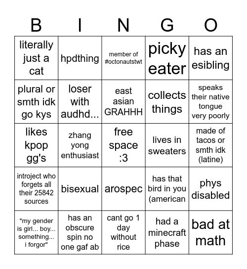 ada bingo rahhh Bingo Card