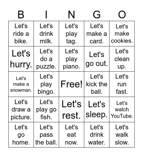 Let's . . . Bingo Card
