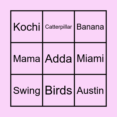 Reya's Favorites Bingo Card