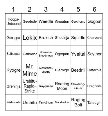 pokemon battle ship Bingo Card