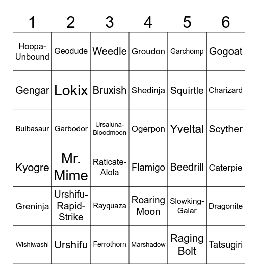 pokemon battle ship Bingo Card