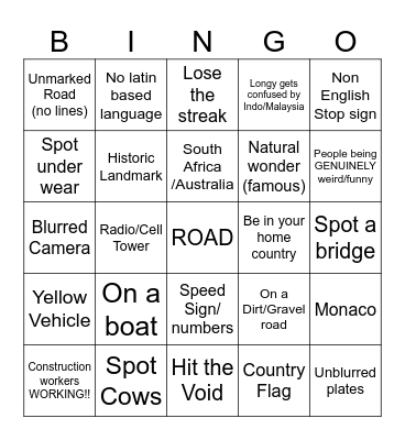 Bizarroworld Geo Bingo Card