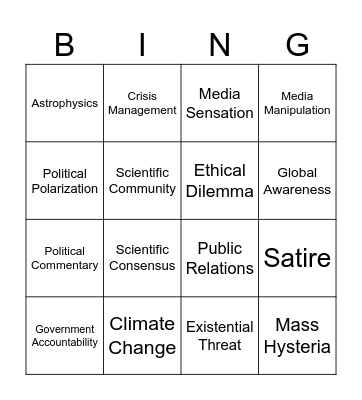 New Vocabulary Bingo Card