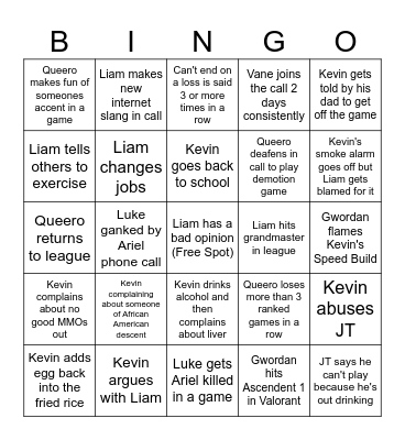 2024 Kevin Slander Bingo Card Bingo Card