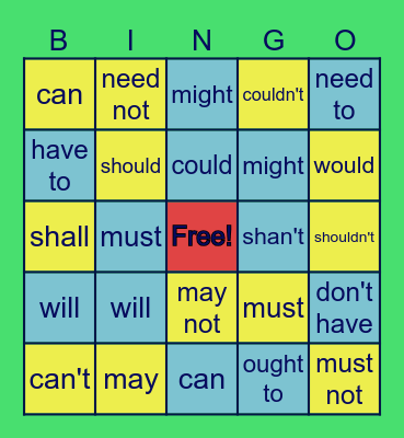 MODAL VERBS Bingo Card