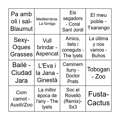 Quinto musical Bingo Card
