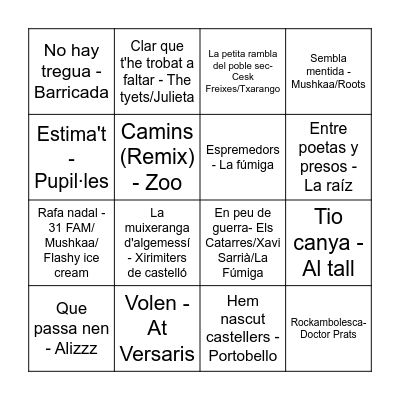 Quinto musical Bingo Card
