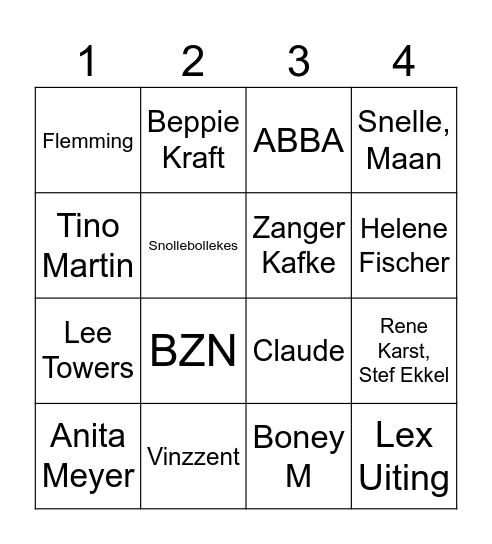 Swingo 1 Bingo Card