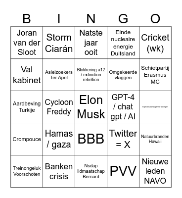 Eindejaars bingo 2023! Bingo Card