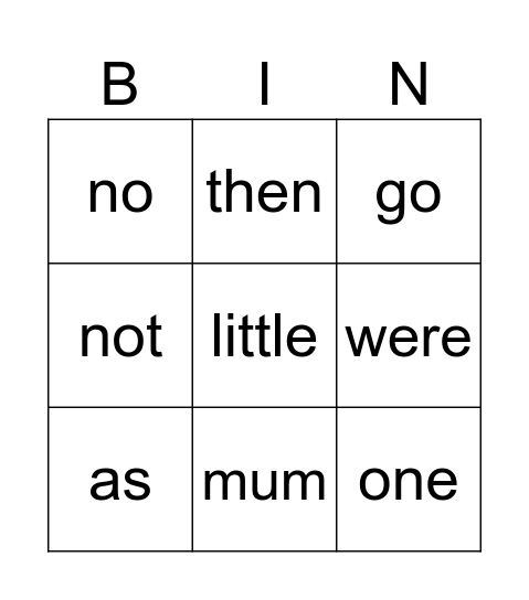 Blue 1 Bingo Card