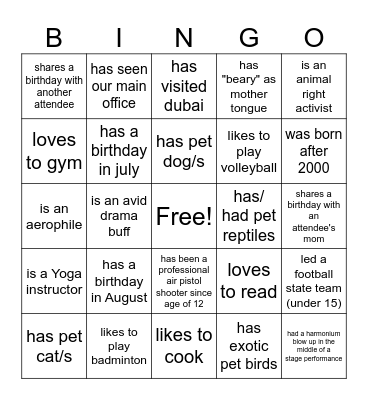 This person Bingo Card