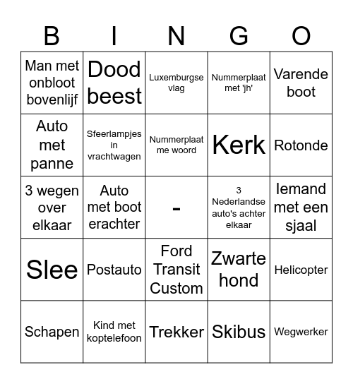 Ski Bingo Card