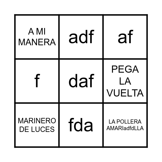 BINGO MUSICAL Bingo Card