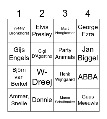 Swingo 2 Bingo Card