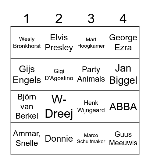 Swingo 2 Bingo Card