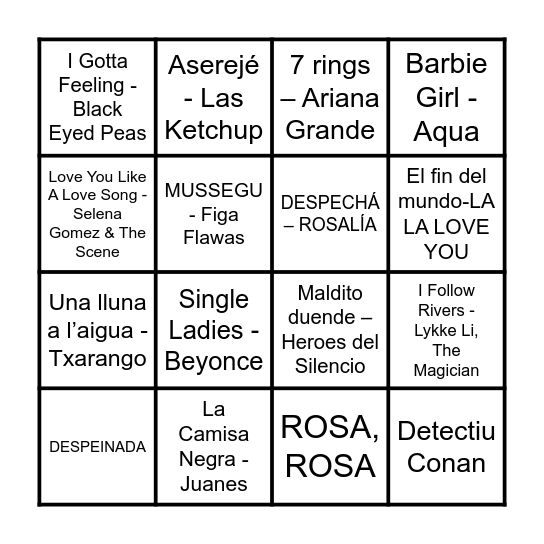 BINGO MUSICAL Bingo Card