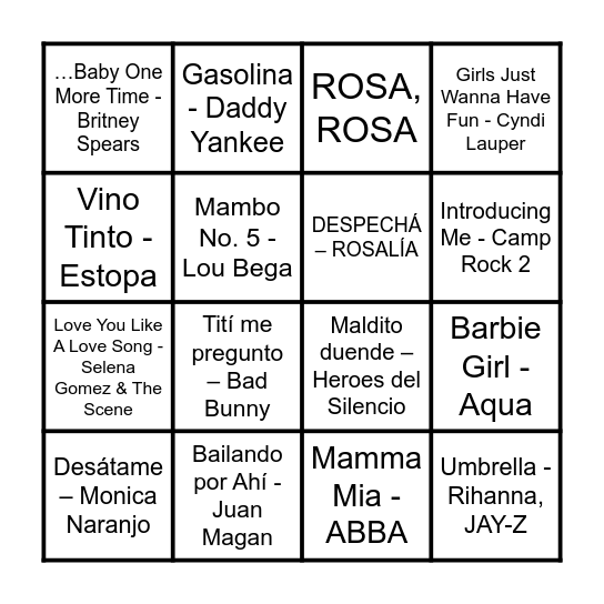BINGO MUSICAL Bingo Card