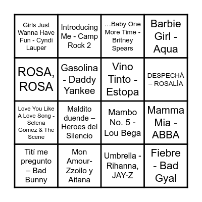 BINGO MUSICAL Bingo Card