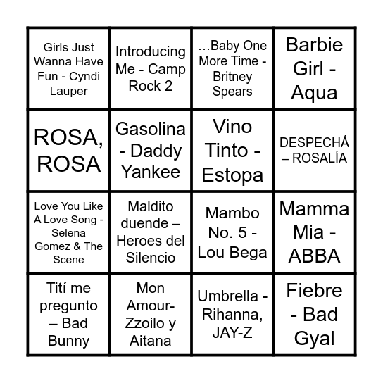 BINGO MUSICAL Bingo Card