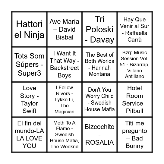 BINGO MUSICAL Bingo Card